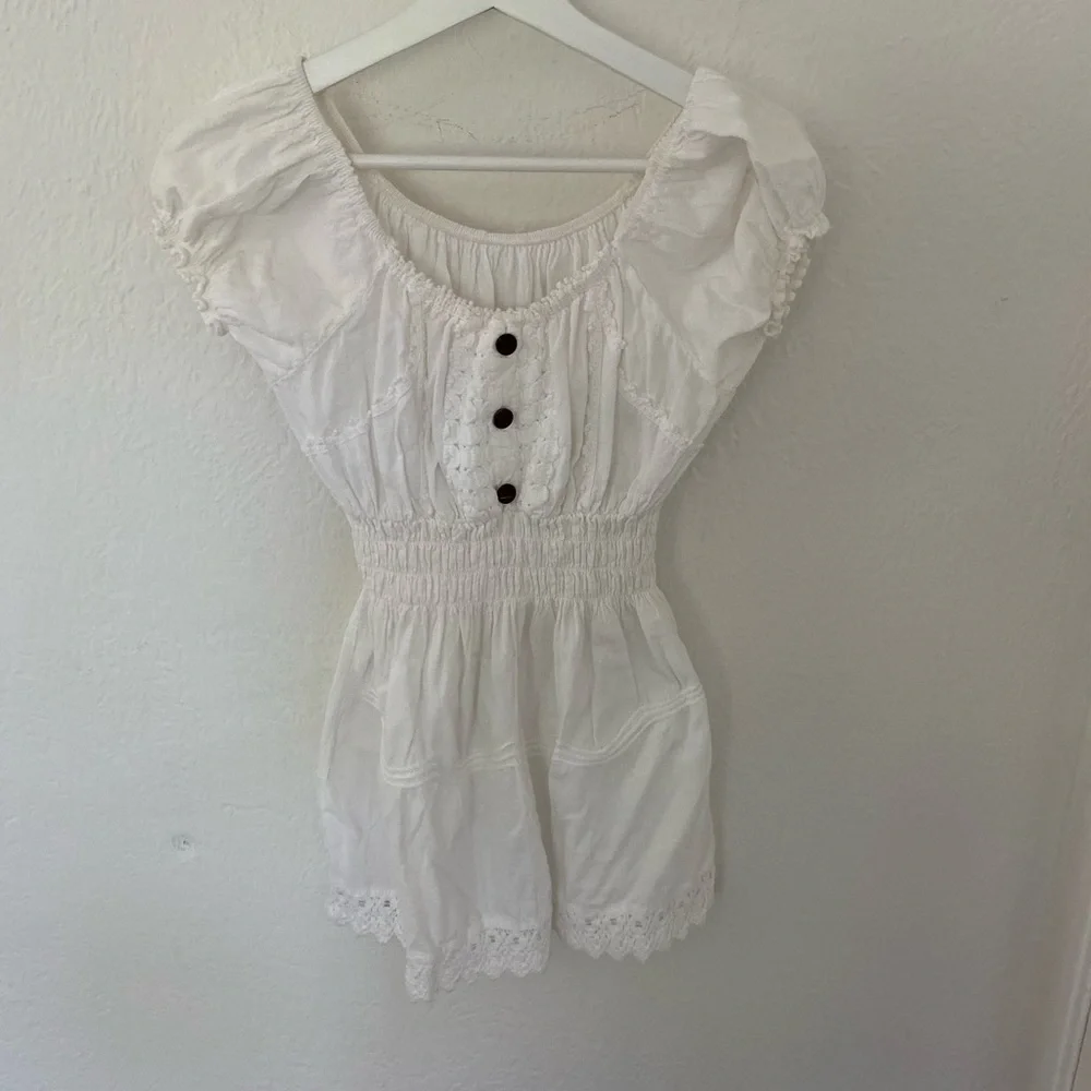 Vintage white cotton babydoll pheasant top - Picture 1 of 5